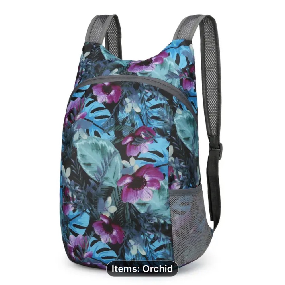 1pc Vibrant Blue Flower Casual Backpack -Multi-Functional, Ultralight, Foldable